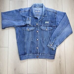 VTG Generation Blues GO Denim Jacket Womens SM Trashed Blue Cotton Trucker 90s